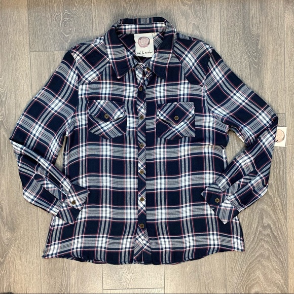 Ash & Ember Avalon Button Flannel Shirt Size L NWT - Picture 3 of 12